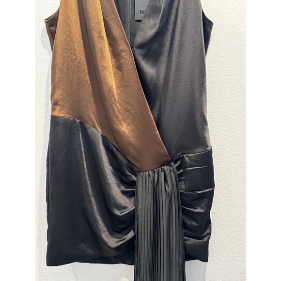 NBD Small Auriela Mini Dress Color Block Brown Black Sexy Low Cut Party READ - Picture 4 of 13